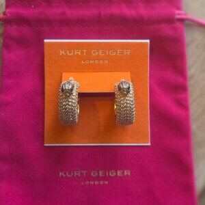 Kurt Geiger Pave Gold Eagle Head Hoop Earrings